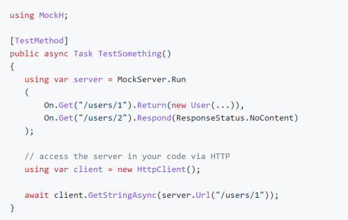 Usage of MockH HTTP mocking library